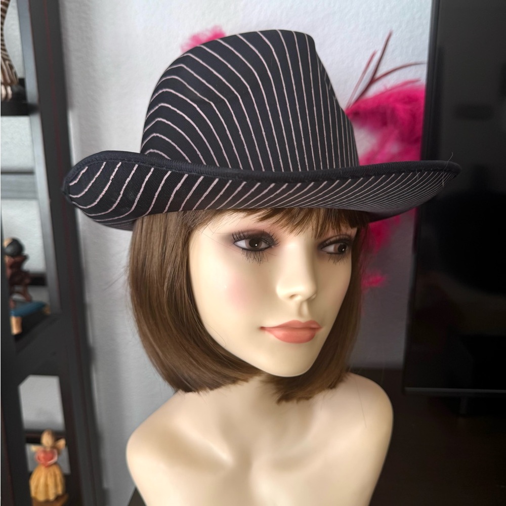 Black and Lavender Striped Fedora